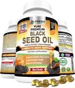 FRESH SAÚDECARE Black Seed Oil Cápsulas frias prensadas 1300mg - 100% Pure Non-GMO Nigella Sativa - Imune & Apoio Conjunto - Suplemento Premium Softgel