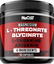 60 Cápsulas - Magnésio L-Treonato Cápsulas 500mg Glicenato de Magnésio 500mg L-Teanina 200mg & Apigenin 50mg - Benefícios Impressionantes para Suporte Mood Positivo, Sistema Imune, Saúde do Cérebro e Foco