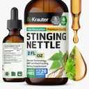 BIO KRAUTER Stinging Nettle Tintura - Extrato de raiz líquido - Suplemento de suporte urinário - Urtica Dioica Extrato Natural - Vegan, Açúcar e álcool gotas grátis 2 Fl.Oz.