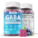 GABA Gummies 500 mg - Pastilhas calmas sem açúcar com L Theanina, 5-HTP, Vitaminas D3, B12, Ashwagandha, Melatonina-livre para a calma do cérebro, Humor, Zzz melhor, Suplemento GABA para adulto, Aroma de mirtilo, 1Pack