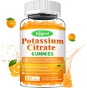 Pastilhas de citrato de potássio – Suplemento de potássio de alta potência para a saúde muscular, alívio do cãibra perna, equilíbrio eletrolítico – Vegan, Não-GMO, Sem glúten, sabor laranja, 60 contagem