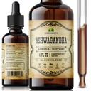 Suplementos de Ashwagandha – Orgânica Withania Somnifera Extrair gotas líquidas de raiz – Alivio de estresse natural, Booster de humor, Ajuda ao sono e apoio calmante – Não-GMO, Fórmula Vegan – 4 fl oz