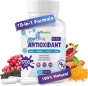 10-em-1 Antioxidantes Suplemento, 1700MG Super Antioxidante para Mulheres e Homens, Poderosos Antioxidantes com NAD, NMNH, Coq10, Resveratrol, Reparação de Células e Redução de Danos Radicais Grátis, 60 Cápsulas