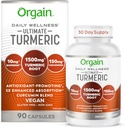 Orgain Ultimate Turmeric Supplement 1500mg, Curcumina e Bioperine Black Pepper Extract Herbal Blend, Suporta Antioxidante e Saúde do Coração - 90 Cápsulas, 1 Mês de Fornecimento