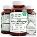 Nutra natural Papaya Mastigable Enzimas para Digestion e Limpeza Corporal - Suporta Saúde Digestiva, Facilidade Gastrointestinal Desconforto - Nutriente Absorção e Reduz Bloating - 90 Tablets Vegan