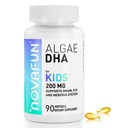 Algal Sourced Omega-3 & DHA Softgels para Crianças, Cérebro, Saúde dos Olhos e Coração, Função Cognitiva e Imune, Aprendizagem, Desenvolvimento Social - Não-GMO - 200 mg - 45 Dia Fornecimento - 90 ct