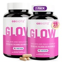 GOBIOTIX Pele de cabelo e unhas Suplemento Vitamina - 10000mcg Pills Biotin com ácido hialurônico, folato, ferro, magnésio e zinco - Produção de colágeno, crescimento do cabelo - 60 Servings