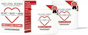 High Level Science CoQ10, Omega-3, Vitamina E, Cardiologista Formulado para Coração + Corpo + Saúde Mental, DHA/EPA, Antioxidante para Energia, Óleo de Peixe Biodisponível Superior, Glúten Livre, 60 Softgels - 2 Pack