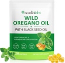 Óleo de Orégano Softgels, 120 Conde Orégano Oil Supplement Cápsulas, Orégano Oil Cápsulas, 165mg Carvacrol, 2 em 1 6000mg Óleo de Orégano com óleo de semente preta 200mg