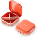 Caixa de pílulas pequenas, caixa de pílulas de viagem, organizador de pílulas portátil, recipiente de pílulas para compartimentos de bolso 4, suporte de medicina de viagem compacta diária para medicamentos de vitaminas (rosa)