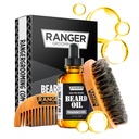Kit de barba por Ranger Grooming Company por Leven Rose, 100% Orgânico Natural Fragrance Livre Óleo de barba não perfumado, Boar Bristle Barba Pincel, Natural Wood Comb Beard Care Starter Set para homens