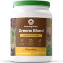 Surpreendente grama Verdes Superalimento em pó: Verdes Pó com Enzimas Digestivas & Probióticos, espirulina orgânica, chlorela, e raiz de beterraba em pó, Chocolate, 100 Servings