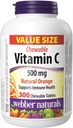 Webber Naturals Vitamina C, 300 comprimidos de laranja mastigáveis, 500 mg de vitamina C por comprimido, Ossos, dentes, Imune e Antioxidante Suporte