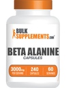 BulkSuplements.com Cápsulas Beta Alanine - Suplemento Beta Alanine, Suplemento Pré-Trabalho - Gluten Grátis, 4 Cápsulas por Serviço, (3000mg), 240 Contagem (Pacote de 1)