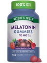 Nature's Truth Melatonin Gummies □ 10mg □ 140 Count □ Berry Flavor □ Vegan, Non-GMO & Gluten Suplemento gratuito para adultos