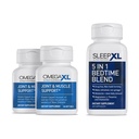 OmegaXL Joint Relief Supplement - Suporte Músculo Natural, 60 Softgels (2 Pack) & SleepXL imediato-Release melatonina, L-Teanina (Calming), Camomila, Magnésio & B6 (60 Cápsulas Vegan)