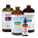LIQUIDIDADE Saúde e Vitalidade da Mulher Conjunto diário de multivitamínicos líquidos com multivitamínico pré-natal/pós-natal, cálcio e magnésio, multimineral diário e vitamina orgânica B12 gotas - EUA Made, Non-GMO