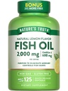 Nature's Truth Omega 3 Fish Oil 2000 mg 125 Liquid Softgels (Arroto), Limão Flavor Pills (Não-GMO) e Suplemento sem glúten