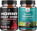 Pacote de Erva de Cabra Horny para homens - Suplemento masculino de força extra para resistência e energia e fígado limpar detox e reparação - Lodo de leite de silymarin com extrato de alcachofra de colza de raiz de Dandelion