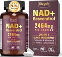 NAD Suplemento, NAD lipossomal+ Suplemento com Resveratrol, NAD Resveratrol Suplemento - Boost NAD+ para Defesa do Envelhecimento, Energia, Foco - Cápsulas Ultra Antioxidantes,91