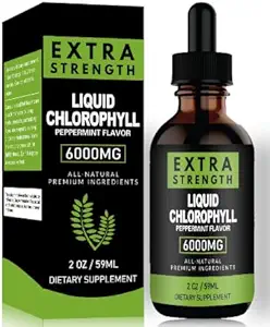 Fluxos líquidos de clorofila para pele clara e aumento de energia - Suplemento de suporte imunológico Clorofila líquida para a saúde do intestino - Desodorante interno - Antioxidante - 2 FL OZ