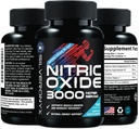 Suplemento de óxido nítrico de força extra 3X de força L Arginina, malato de citrulina, AAKG, Beta Alanine - Premium Muscle Supporting Nitric Booster - Natural Energy & Heart Health Support - 180 Cápsulas