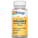 SOLARAY Vitamina E 1000 UI Cápsulas Softgel, 670 mg - d Alpha Tocoferol Suplementos Vitamina E - Saúde da Pele, Função do Coração e Apoio Antioxidante - 60 dias de garantia - 60 Servings, 60 Softgels