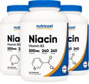 Nutricost Niacin (Vitamina B3) 500 mg, 240 Cápsulas (3 frascos) - Niacin Flush