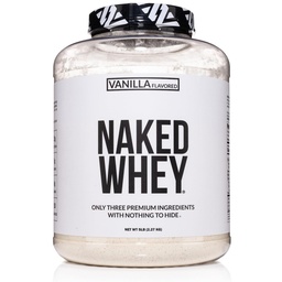 Pó de proteína de soro de soro de baunilha naked - todo o pó de proteína de soro de leite de grama natural, sabor de baunilha, açúcar de coco orgânico, 5Lb Bulk, livre de OGM, sem soja, sem glúten - 61 Servings