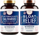 BOTÂNICAS Bloat Relief e Lactobacillus Salivarius Cápsulas Probióticas - Bunde de Suporte Oral e IBS