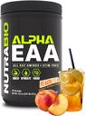 NutraBio Alpha EAA - Aminoácidos Todos os Dias para Crescimento Músculo e Hidratação - Aminoácidos Essenciais com Nootropics & Adaptogens- Espectro completo EAA BCAA Pó - 30 Servões - Chá de pêssego