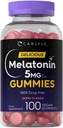Carlyle Melatonina 5mg Gummies 100 contagem , Berry sabor 100% livre de drogas , Não-GMO, Suplemento sem glúten