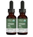 USDA Vitamina B12 2000mcg Suplemento líquido sublingual (2-Pack) - Vegan Metilcobalamina Drops para energia natural, manter o metabolismo, e apoio do sistema imunológico - 1 Fl Oz