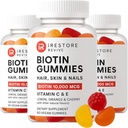 iRestaurar Vitaminas Gummy cabelo, Gummies Vegan Biotin para a pele do cabelo e unhas, chicletes de crescimento do cabelo para mulheres e homens, Biotin 10.000mcg, 3PK