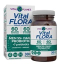 Planeta Vital - Flora Vital Homens 55+ Probiótico diário, 60 bilhões de UFC, 60 Strains Diversos, 7 Prebióticos Orgânicos, Suporte Imune, Alívio de Gás, Colón e Probióticos Digestivos Saúde para Homens 30 Cápsulas