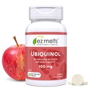 EZ Derreter Ubiquinol Dissolvível 100mg, Forma ativa do CoQ10, Suplementos de saúde do coração para homens e mulheres, livre de açúcar, 2 meses de fornecimento - 1 embalagem