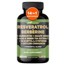 Gade Nutrition Resveratrol Berberine Quercetin Semente Extract Green Tea Extract N-Acetil Cysteine - 14 em 1 Suplemento Complexo para Mulheres e Homens com Antioxidantes Potentes - Made in USA