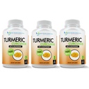 Suplemento de Curcumina Açafrão - 2250mg/d - Tampas de legumes - 95% Curcuminóides com Extrato de Pimenta Negra (Bioperina) - 750mg Cápsulas - 100% Orgânica - mais poderoso Açafrão (Pacote de 3)
