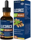 Extrato de raiz de alcaçuz gotas para a saúde digestiva, floral natural Bloating alívio e Imune Suporte Suplemento de tintura líquida com Dandelion, hortelã, Ginger. extrato de Regaliz. 2 onças