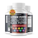 Cayenne Pepper Turmeric Odorless Alho Canela Fenugreek Citrus Bergamot Alcachofra Blueberry Green Tea Black Pepper -150 Cápsulas- Made in USA