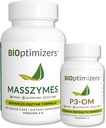 BiOtimizadores - P3-OM e MassZymes Bundle - Enzimas Digestivas Premium e Probióticos para Mulheres e Homens - Doutor Formulado (120 Cápsulas MassZymes, 60 Cápsulas P3-OM)
