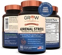 Crescer vitamina Adrenal Stress Fórmula avançada, orgânico KSM-66 Ashwagandha com AlphaWave L-Theanina, 5-HTP, mistura de magnésio - alívio de estresse diário, suporte de humor, cognitivo, saúde cerebral, 90 cápsulas