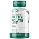 Nutri 5-MTHF L Metilfolato 15MG - 4 Mês de Fornecimento, 120 Tablets Vegan - Suplemento de folato metilado - Função cognitiva, Saúde do coração, Apoio pré-natal - 3o partido testado - NSF Certified Facility