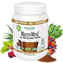 MacroLife Naturals MacroMeal Vegan Chocolate Protein Powder Superfood Greens Probióticos + Fibra, Imune Energia Digestiva Digestiva Digitais Essenciais Diários para Mulheres e Homens Gluten-Free - 23,8 onças (15 Servings) Chocolate