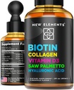 Biotina Líquida para o crescimento do cabelo Mulheres e homens 10000mcg Suplementos de Biotina e Colágeno com Saw Palmetto & Ácido Hialurônico