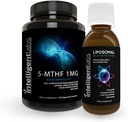 Labs inteligentes 2-em-1 pacote de 500MG Glutationa lipossomal (Suplemento de antioxidante liquido) e 1MG 5-MTHF Metilfolato como Ácido Quatrefolic® (Suplemento MTHFR para suporte de metilação)