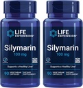 Extensão de vida Silymarin – Extrato de cardo de leite – Suporta a saúde do fígado – Gluten-free, Non-GMO, Vegetarian – Dois Pack - 2 x 90 Cápsulas