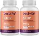 BESTVITE 5-HTP 100 mg (240 cápsulas) (120 x 2) - Sem estearatos - Sem agentes de fluxo - Não OGM - Sem glúten