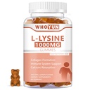 L-Lysine 1000mg Gummies, suplemento de lisina mastigável para adultos, suporte imunológico, suporte de formação de colágeno, sabor de limão, 60 contagem