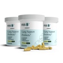 Resbiótico ResB Lung Support Suplemento Probiótico - Suplemento de Saúde Pulmonar para Fumadores, Gut Health, Imune Support, Respiratory Care, Holy Basil, Turmeric, Clinically Tried - 180 Cápsulas (3 Garrafas)
